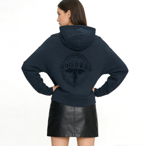 Sudadera con capucha para mujer 26 Spring French Niche <span class=keywords><strong>ZV</strong></span>, estilo versátil, con estampado flocado de ángel en la espalda, forro polar y letras - Product Image 2