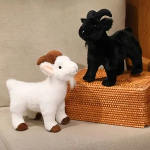 Simpatico Peluche di Pecora con Corna 18/30cm, Giocattolo Morbido in Cotone PP per Bambini e Adulti - Product Image 1