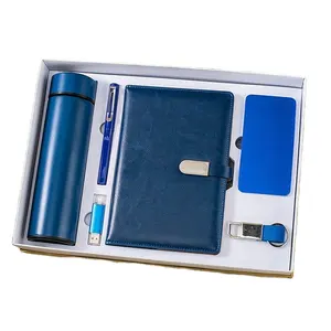 Cadeaux d'entreprise 6 en 1 logo personnalisé agendas 2023 carnet de luxe avec stylo et boîte et coffret cadeau usb + batterie externe + flacon