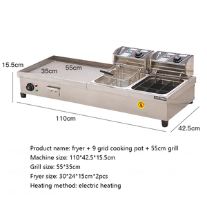 Thương mại bảng Top BBQ grills thép không gỉ tấm phẳng nướng điện griddle nhỏ sâu Fryer 2-in-1 chảo dầu - Product Image 5
