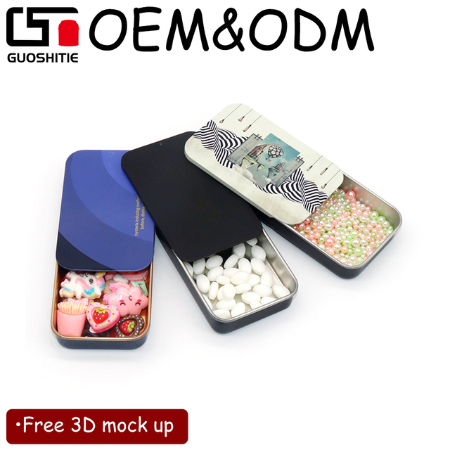 High Quality Custom Slide Top Tin Case Mini Portable Sliding Metal Box for Candy Packaging Storage Tin Box