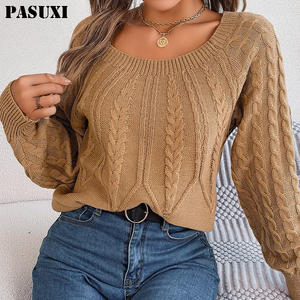 PASUXI Nuovi Arrivi: Maglione Lavorato a Maglia per Donna, Girocollo, Pullover Ampio in Tinta Unita - Product Image 1