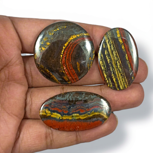 Radha Arts Natural Iron Tiger Eye Red & Brown 25-45mm Wrap Pendant Rings Necklace Mix Shape Cabochon with Healing Crystal Stone - Product Image 1