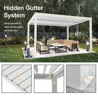 Solution de pergola en aluminium prête à l'emploi, toit à lames modulaires motorisé, fiche technique, certifications de qualité, global