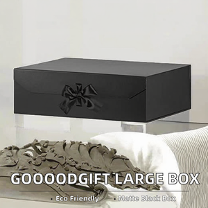 GoooodGift Extra <b>Large</b> Wedding <b>Gift</b> <b>Box</b> Black Ribbon Magnetic Closure Biodegradable Corrugated Board 19x16x6 Inches Rectangle - Product Image 2