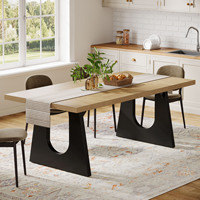 Table à manger Tribesigns 70 9 pouces en chêne noir pour 6 à 8 personnes, table de cuisine rectangulaire de style farmhouse avec pieds en bois