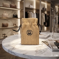 Sacs en toile de jute de petite taille en gros, pochettes pour emballages cadeaux, sacs à cordon avec logo