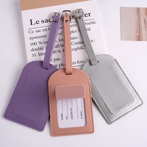 High Quality Simple Student Card Card Holder Embossed LOGO Customizing Accepted Air Travel Gift Luggage Tag PU <b>Leather</b> <b>Keychain</b> - Product Image 2