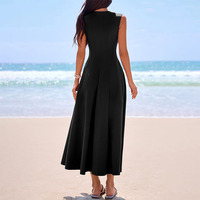 Robe de soirée élégante et chic pour femme, coupe trapèze, sans manches, col rond, longue, pour le printemps et l'été 2026
