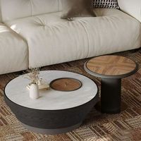 Ensemble de table basse moderne minimaliste italien pour salon, table ronde en pierre microcristalline noire, côté pétales