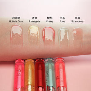 Grand Pinceau 5 Couleurs Fraise Huile pour les Lèvres Changement de Couleur Logo Personnalisé Rose Hydratant Hydratant Fruit Clair Lèvres Plumper Gloss - Product Image 3
