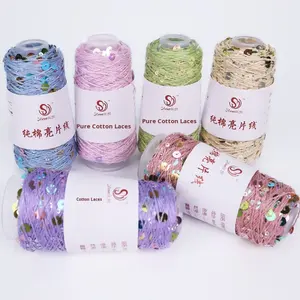 Silk Joy Blended Yarn Factory Vente en gros 3 + 6 bobines <span class=keywords><strong>de</strong></span> fil tricotées à la main avec <span class=keywords><strong>de</strong></span> grandes et petites paillettes Boule <span class=keywords><strong>de</strong></span> fil transfrontalière - Product Image 4