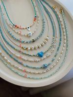 Pendentif océan fait main breloque sur chaîne réglable délicat collier empilable en perles Boho bijoux côtiers meilleurs cadeaux pour elle