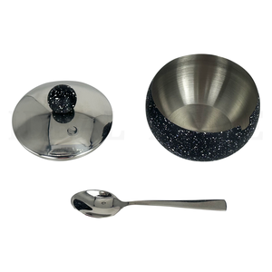 Cuillère et couvercle en acier inoxydable de petite taille avec revêtement noir, nouveau design, sucrier en acier inoxydable - Product Image 5