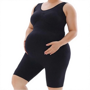 Mono de maternidad sin costuras, sin mangas, de cintura alta, ajustado, liso, moldeador, para embarazo, con lazo, para fitness - Product Image 2