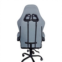 Chaise de jeu en cuir avec accoudoirs longs, hauteur réglable, inclinable et pivotante, base en acier inoxydable - Le meilleur mobilier d'intérieur