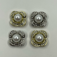 Kancing Pakaian Bentuk Bunga dari Paduan Emas Perak Ramah Lingkungan yang Dapat Disesuaikan, dengan Mutiara dan Kristal, untuk Aksesoris Mantel, Grosir