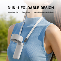 Ventilateur portable rechargeable mini avec design de pales de turbine à vent puissantes, support pliable, affichage numérique, batterie 3600 mAh