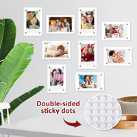 Mini cadre photo magnétique carré en acrylique transparent double face durable de 2,36 x 3,54 pouces, lot de 8