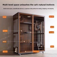 Villa pour chat en bois personnalisée, cage intérieure pour chat avec porte à charnières, maison pour chat rectangulaire de luxe à trois étages, cage d'élevage pour animaux de compagnie