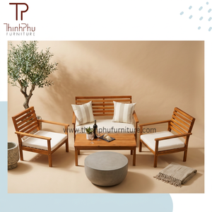 THINH PHU OLIVER Ensemble de canapés fonctionnels en bois d'acacia - Mobilier d'extérieur contemporain pour jardin et salon - Emballage personnalisé - Product Image 3