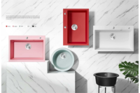 Évier de cuisine rectangulaire simple Nano en pierre de quartz de haute qualité de style luxe CE/CUPC, robinet personnalisé à deux trous carré rectangle