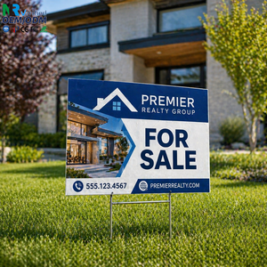 Custom Real Estate Yard Signs Double Sided Corrugated <b>Plastic</b> Lawn Signs with H-Stakes for Realtor Advertising Outdoor - Product Image 1