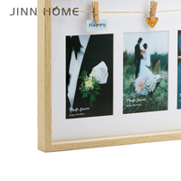 Jinn Home 3pcs 4x6in Tapis de cadre photo en bois Cadres photo suspendus Clips Support d'affichage Affichage mural