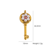 Pendentifs de clés étanches de la série F448 avec perles et zircons pour la fabrication de bijoux en acier inoxydable, vente en gros