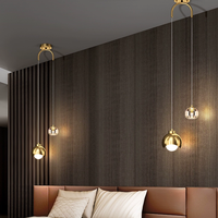Luminaire suspendu LED moderne minimaliste nordique pour salon, chambre à coucher, chevet, luminaire suspendu en cristal, or noir, E27, luminaire suspendu en métal