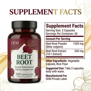 Capsules de racine de betterave OEM ODM, extrait naturel de plante, complément alimentaire, 120 capsules, complément à base de plantes pour adultes - Product Image 2