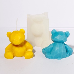 Geometric Bear Silicone Candle Mold - Modern 3D Geometric Animal Candle Making <b>Kit</b>, DIY Abstract Wax Mold for Home Decor & Gift - Product Image 4