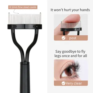 Factory Price Stainless Steel Eyelash Separator Beauty Eyelash Comb Tools Foldable Easy To Clean Portable Eye Lash Brush
