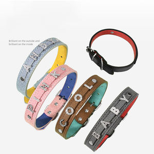 Collares de cuero para cachorros con letras a la moda, Collar de cuero personalizado para mascotas, collares ajustables de cuero PU suave para perros cachorros - Product Image 5