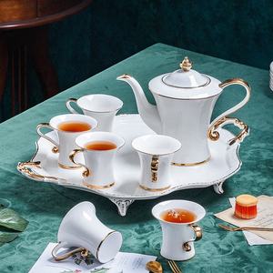 Service à café et thé en porcelaine écologique blanc vintage style nordique, peint à la main, en porcelaine fine dorée, vente en gros Guangdong Chine pour le thé - Product Image 1