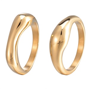 Ready to Ship 18K Gold Plated Vintage Irregular Waterproof Stainless Steel Women's <b>Ring</b> Finger Jewelry - Product Image 1