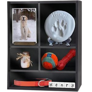 Scatola commemorativa per animali domestici in legno massello 11x14 pollici con ripiani, teca espositiva per la memoria di cani e gatti - Product Image 1