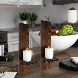 Rustic Handmade Wooden Wall Mounted <b>Candle</b> Holder Farmhouse <b>Candle</b> <b>Sconce</b> Rustic Decorative <b>Candle</b> Bowl for Home Decor - Product Image 2