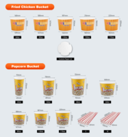 Seau à popcorn en papier biodégradable à paroi simple avec logo de marque, 32 oz, 85 oz, matériau blanc, couvercle épaissi vert pour cinéma, restauration rapide