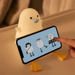 Vente chaude jaune canard poire veilleuse silicone cadeau chambre sommeil chevet créatif ne pas séparer pat lampe mignon