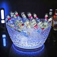 Vente en gros de bacs à boissons LED personnalisés, baril à champagne, seau à glace pour bière, refroidisseur de bouteilles, glorificateur d'affichage