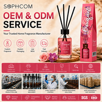 Diffuseur à bâtonnets 100 ml en gros avec senteurs florales et fruitées, bâtonnets en rotin et flacon en verre pour l'ambiance de la maison