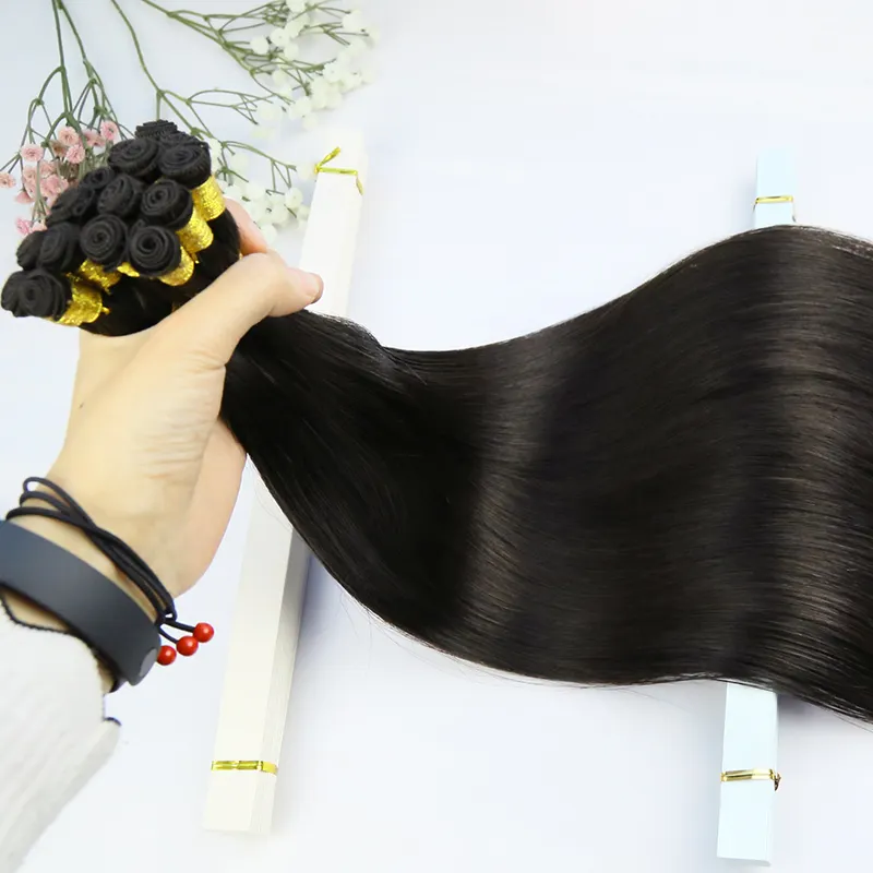 3 + tahun masa pakai penuh buatan tangan Virgin Rusia Remy rambut ekstensi kutikula disesuaikan Halus lurus gaya gelombang