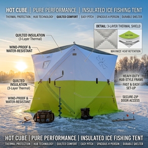 Tenda da Pesca sul Ghiaccio Rinforzata Impermeabile, Design Sauna Pop-up Personalizzabile, Montaggio Rapido Portatile <span class=keywords><strong>per</strong></span> Rifugio Invernale - Product Image 1