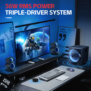 ลำโพงเกมมิ่ง <span class=keywords><strong>Microlab</strong></span> T10 2.1 แชนแนล กำลังขับ 56 วัตต์ พร้อมไฟ RGB LED 5.3 นิ้ว และซับวูฟเฟอร์ 5.25 นิ้ว สำหรับคอมพิวเตอร์มัลติมีเดีย ขายดี - Product Image 2