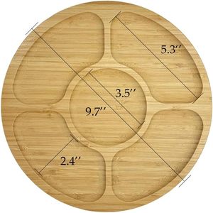 Rundes Holz Servier brett Kreis Essen Serviert ablett für Küche Holz Snacks Geteilte Platte Obstschale Tablett - Product Image 2