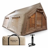Tente Gonflable Oxford 600D 480x360cm 17,2 m² Tente de Glamping Gonflable Imperméable avec Cloison et Ventilation AC pour Eco Lodge