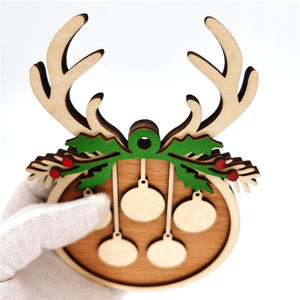 بنك خشبي قرن الوعل زخرفة شجرة عيد الميلاد شماعات الديكور اسم العائلة هدية تذكارية - Product Image 4