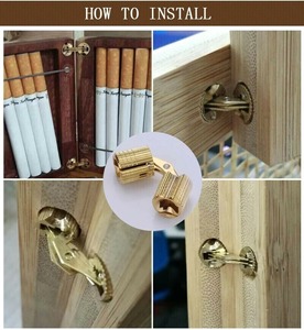 Скрытые петли-цилиндры из золотистого металла 18x8 мм для деревянных шкатулок для украшений, подарочных коробок и декоративных ящиков для хранения - Product Image 6