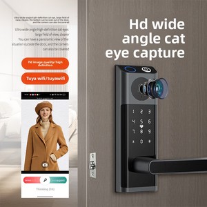 Cerradura Inteligente Tuya con Diseño de Ojo de Gato, Cerradura de Huella Dactilar para Puerta de Madera, Cerradura Inteligente de Lengüeta Única con Timbre para Puerta de Madera - Product Image 4